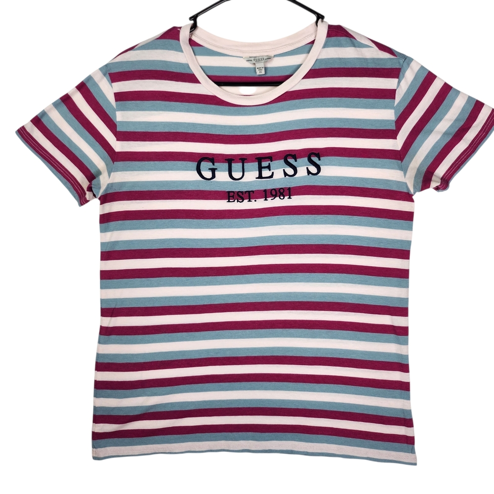VINTAGE Guess Womens Striped T-Shirt Size XS